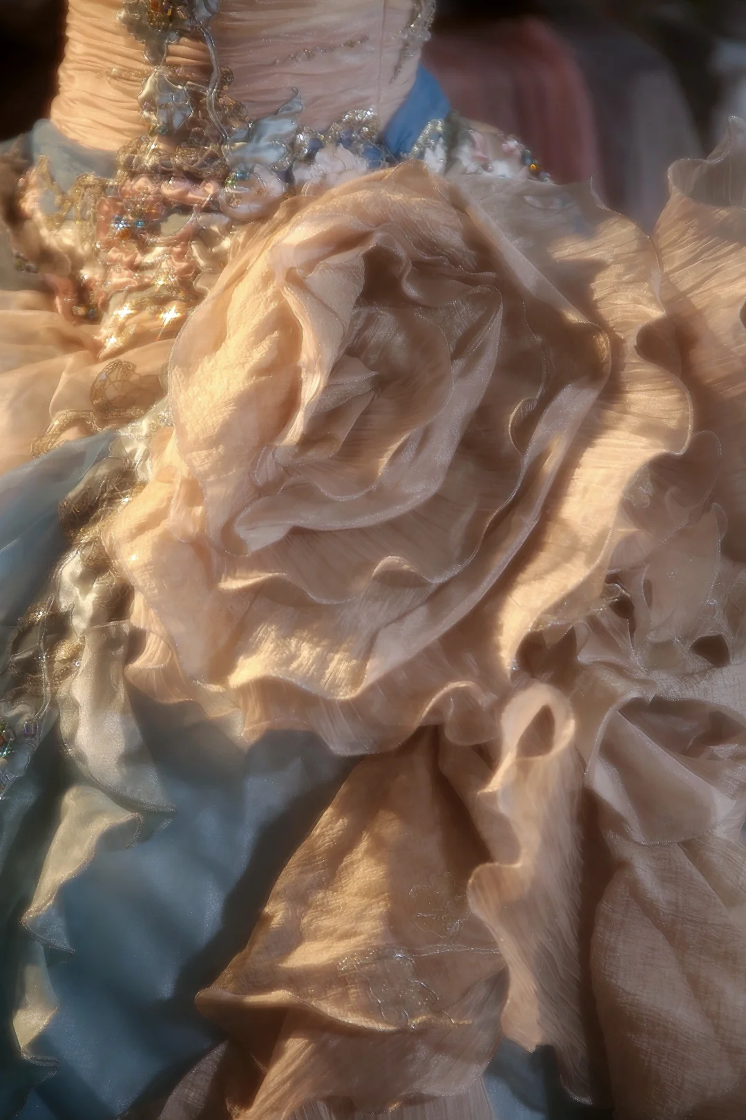 Vintage Ball Gown Strapless Satin Chiffon Applique Long Prom Dress, Party Dress, Evening Dress GG2858