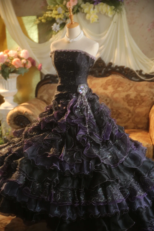 Vintage Ball Gown Strapless Satin Long Prom Dress, Party Dress, Evening Dress GG2869