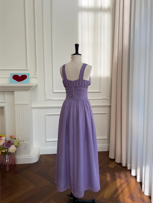 Chic A Line V Neck Purple Chiffon Long Prom Dress, Party Dress, Evening Dress GG2901