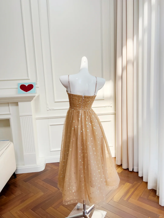 Cute A Line Spaghetti Straps Tulle Sequin Long Prom Dress, Party Dress, Evening Dress GG2903