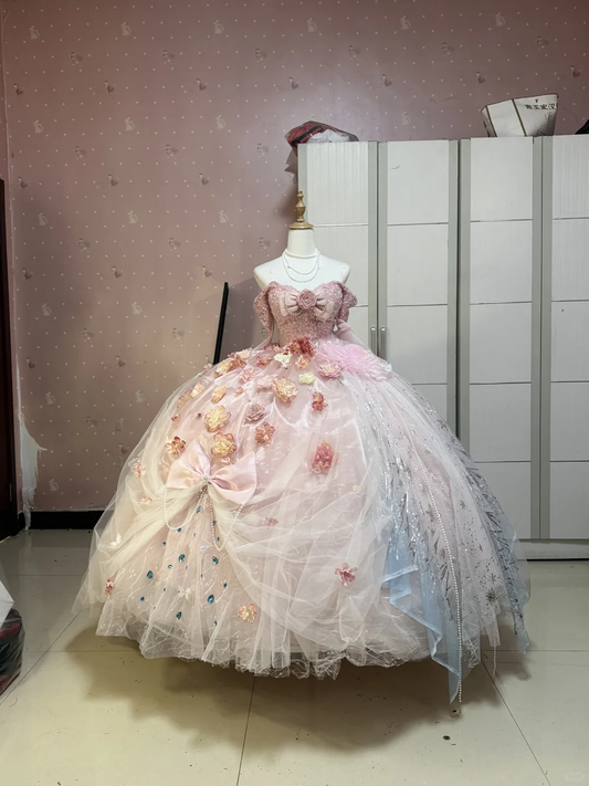 Gorgeous Ball Gown Strapless Tulle Applique Long Prom Dress, Party Dress, Evening Dress GG2908