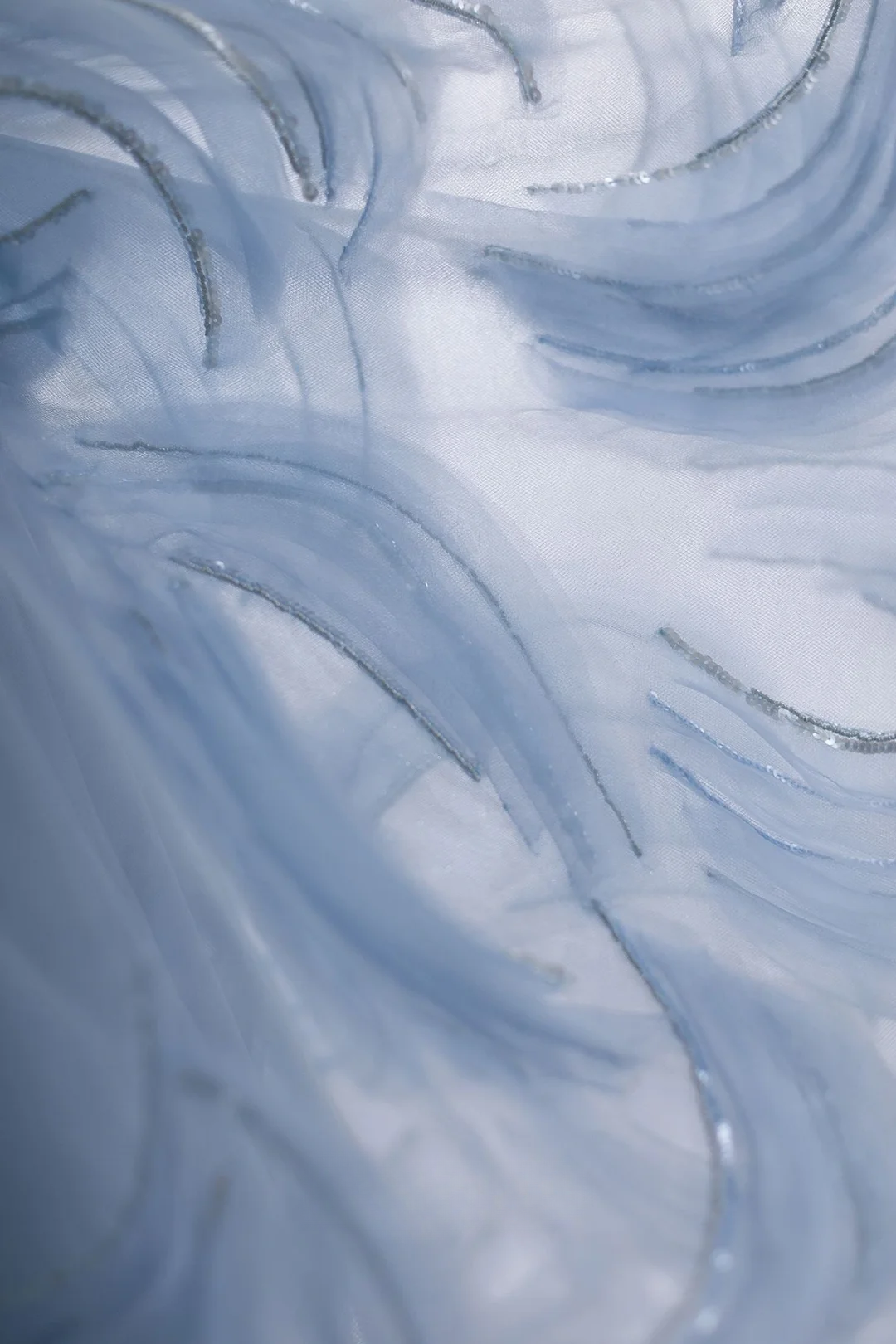 Princess Ball Gown Strapless Sky Blue Tulle Sequin Long Wedding Dress GG2992