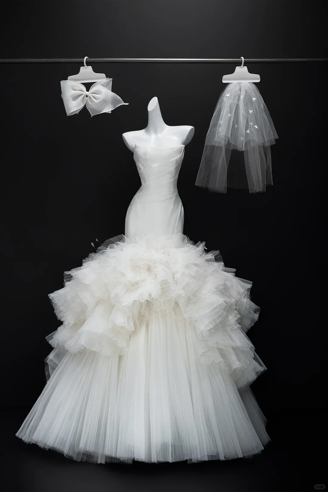 Unique Mermaid Strapless White Satin Tulle With Wedding Veil Long Wedding Dress GG2998