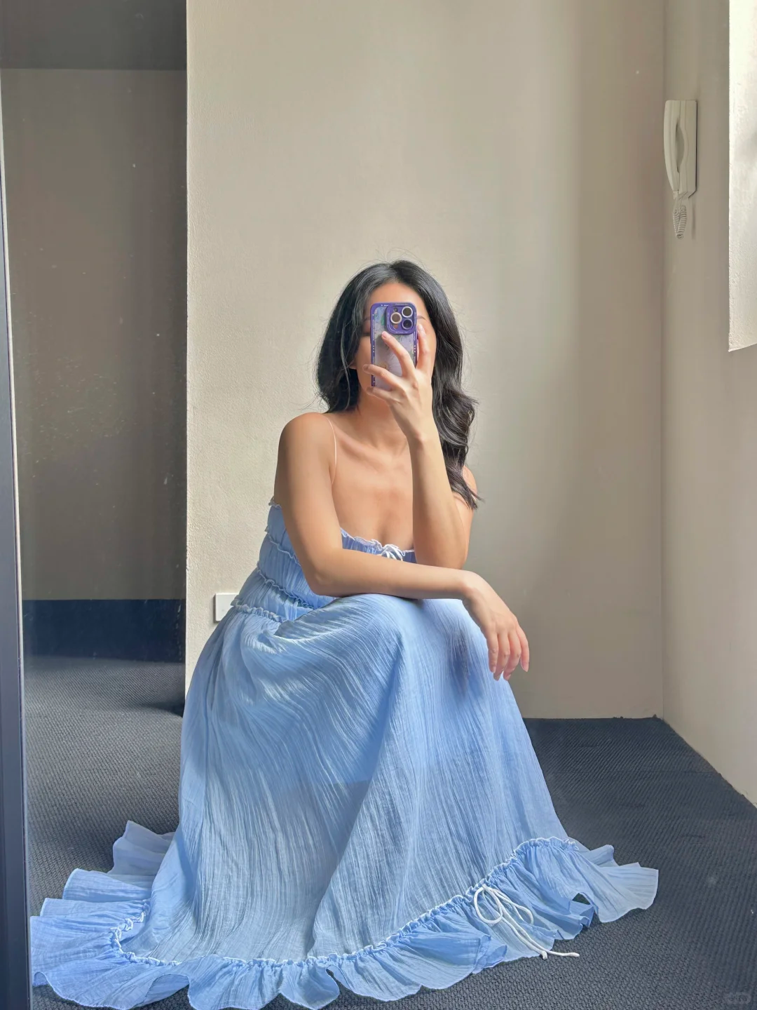 Cute A Line Spaghetti Straps Blue Satin Long Prom Dress, Party Dress, Evening Dress GG3064