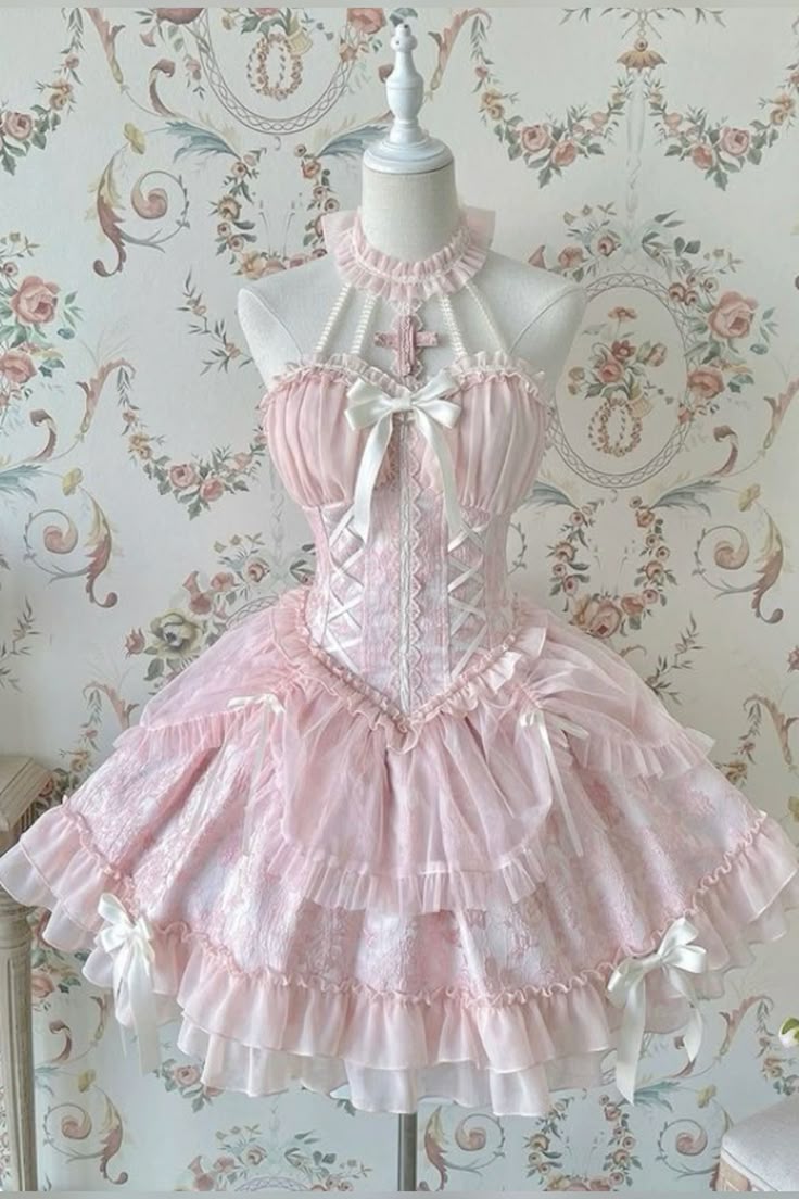 Princess Ball Gown Halter Pink Satin Chiffon Short Prom Dress,Homecoming Dress,Birthday Dress GG3080