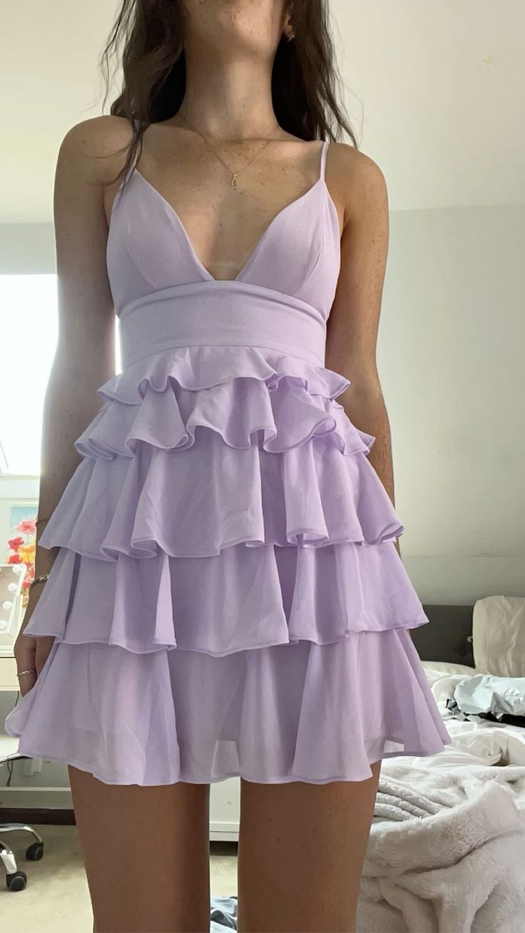 Classy A Line Spaghetti Straps Lilac Chiffon Short Prom Dress,Homecoming Dress,Birthday Dress GG3118