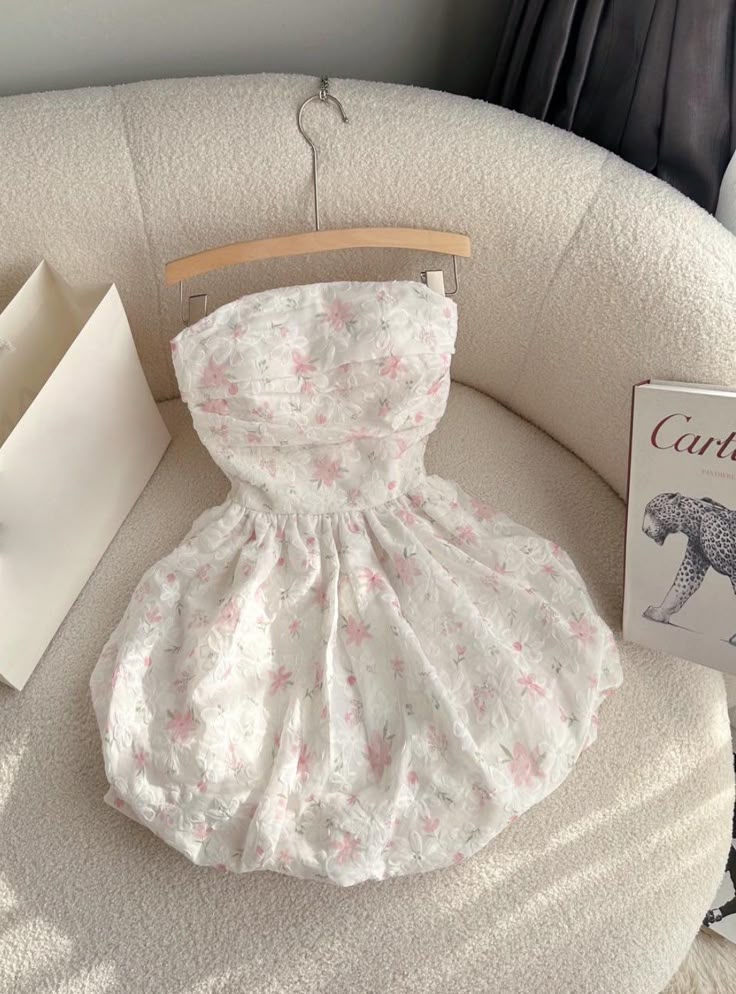 Sweet A Line Strapless Satin Floral Short Prom Dress,Homecoming Dress,Birthday Dress GG3149