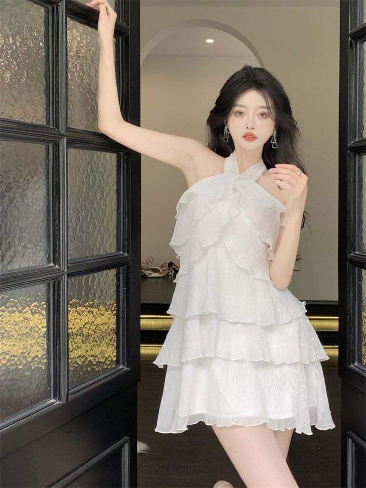 White A Line Halter Chiffon Short Prom Dress,Homecoming Dress,Birthday Dress GG3177