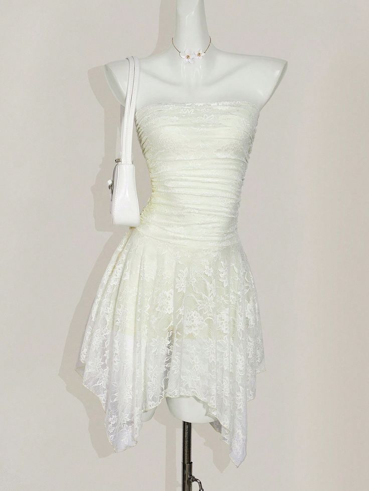 Pretty A Line Strapless Lace Short Prom Dress,Homecoming Dress,Birthday Dress GG3286