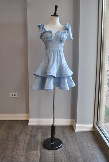 Cute A Line Spaghetti Straps Blue Satin Short Prom Dress,Homecoming Dress,Birthday Dress GG3360