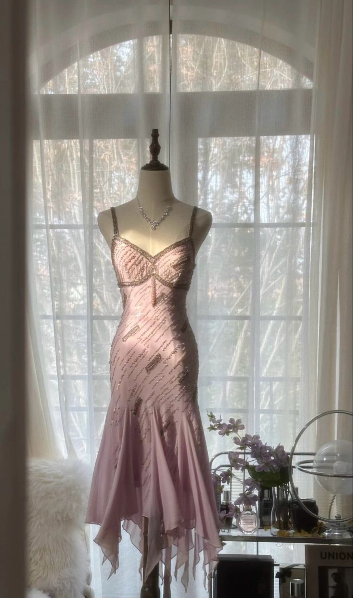 Vintage Mermaid Spaghetti Straps Chiffon Sequin Beaded Short Prom Dress,Homecoming Dress,Birthday Dress GG3444