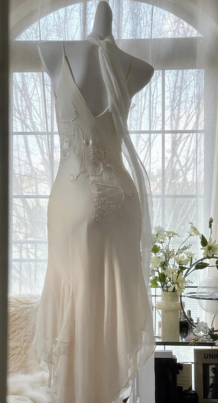 Elegant Mermaid Spaghetti Straps Chiffon Beaded Short Prom Dress,Homecoming Dress,Birthday Dress GG3473