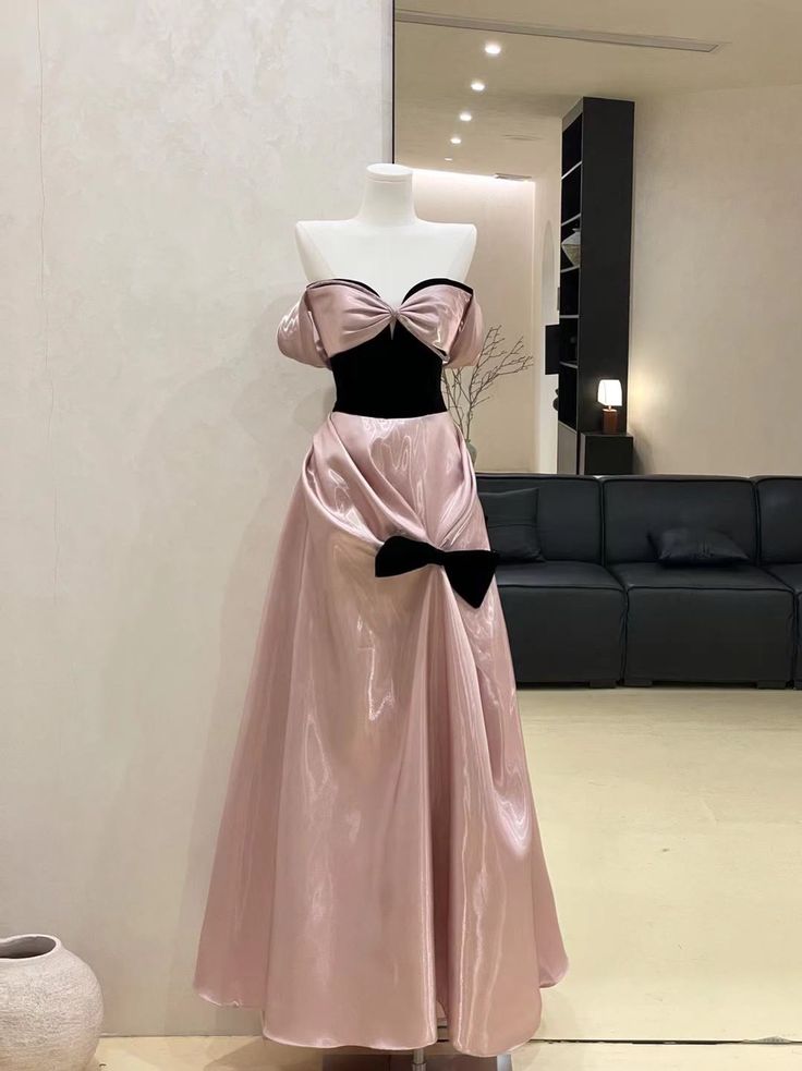 Princess A Line Off The Shoulder Satin Bow Long Prom Dress,Party Dress,Evening Dress GG3545
