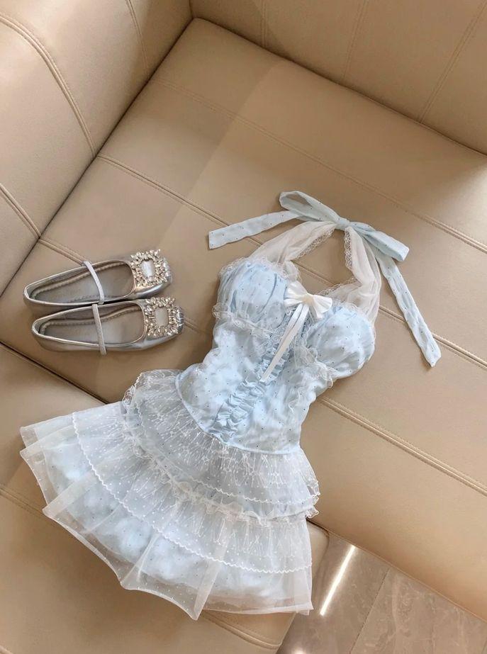 Cute A Line Halter Pale Blue Satin Tulle Lace Short Prom Dress,Homecoming Dress,20th Birthday Dress GG3628