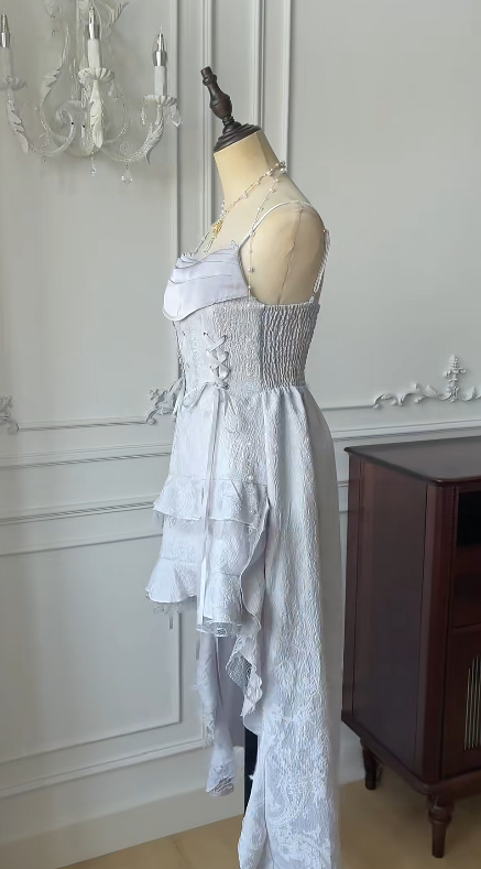 Chic A Line Spaghetti Straps Satin High-Low Short Homecoming Dress,Summer 19th Birthday Dress GG3733