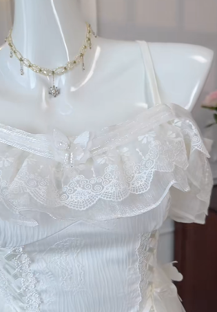 White 17th A Line Sapghetti Straps Satin Tulle Applique Short Homecoming Dress,Summer Birthday Dress GG3745