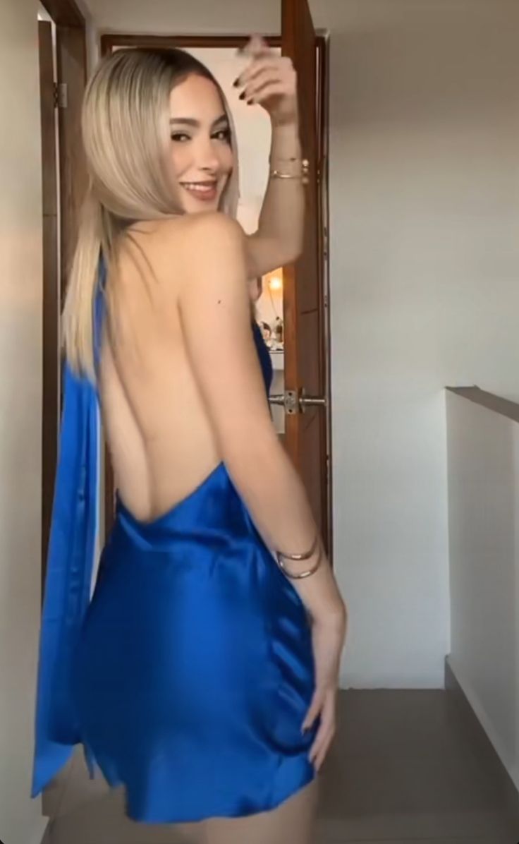 Sexy A Line Halter Dark Blue Satin Backless Short Homecoming Dress,Summer 22th Birthday Dress GG3835