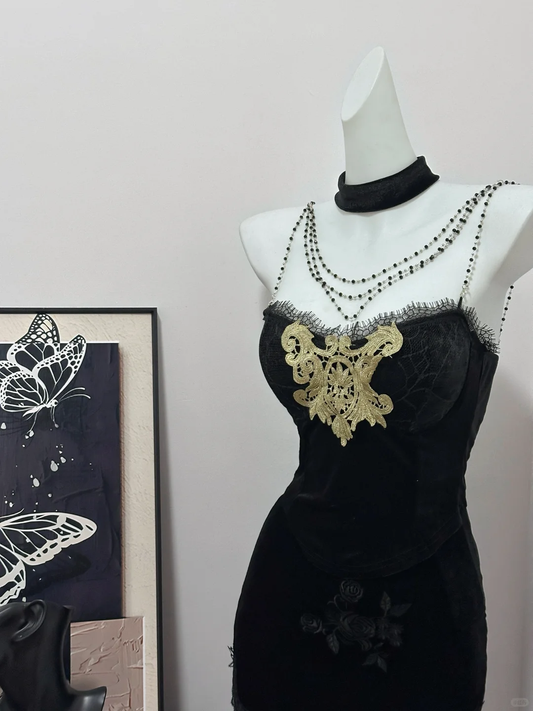 Gorgeous Mermaid Spaghetti Straps Black Satin Applique Beads Long Prom Dress,Party Dress,Evening Dress GG3867