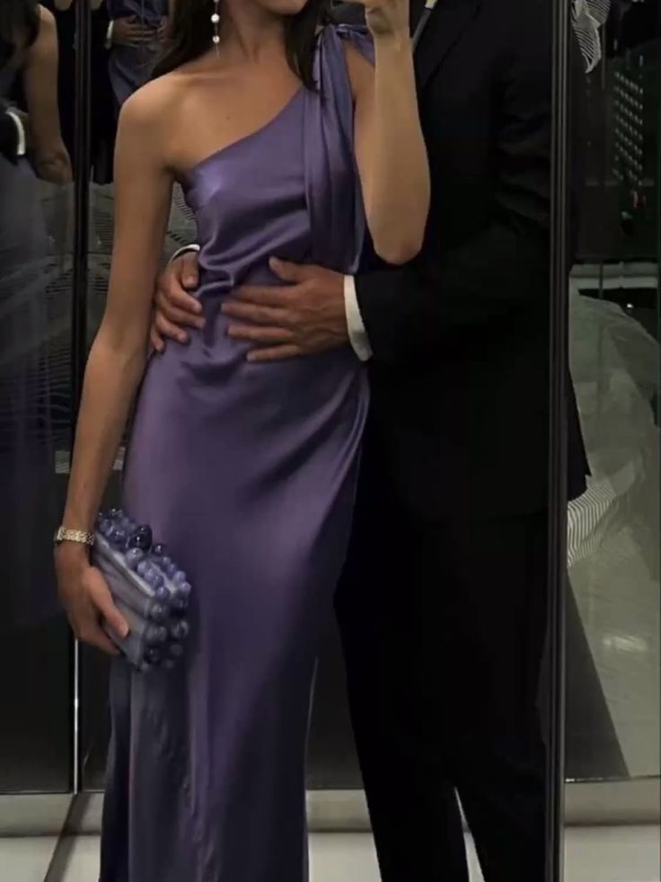 Purple Mermaid One Shoulder Satin Long Prom Dress,Party Dress,Evening Dress GG3961