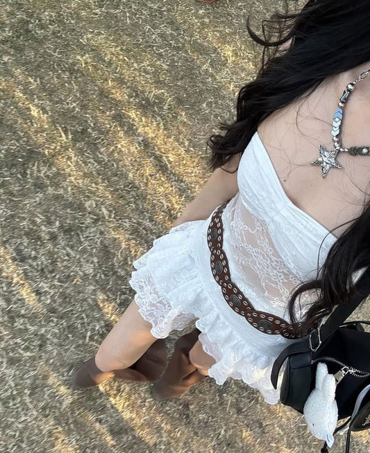 Pretty A Line Strapless White Lace Short Homecoming Dress,Summer 20th Birthday Dress GG3966