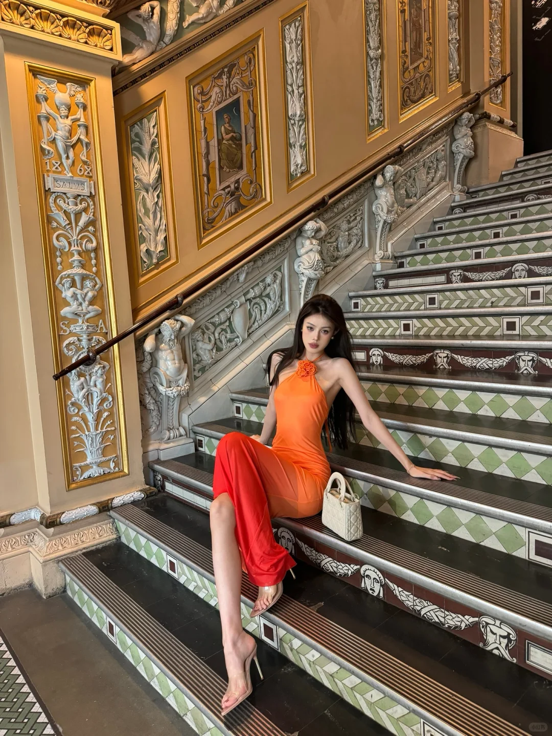 Unique Gradient Mermaid Halter Chiffon With Flower Long Prom Dress,Party Dress,Formal Evening Dress GG4014