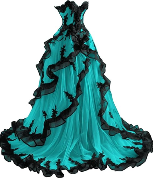 Vintage A Line Sweetheart Tulle Ruffles Long Prom Dress, Evening Dress GG408