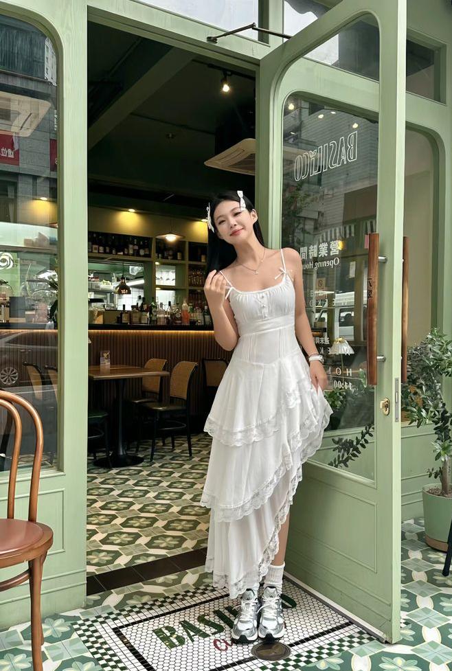 Pretty White A Line Spaghetti Straps Satin Lace Long Prom Dress,Party Dress,Formal Evening Dress GG4094