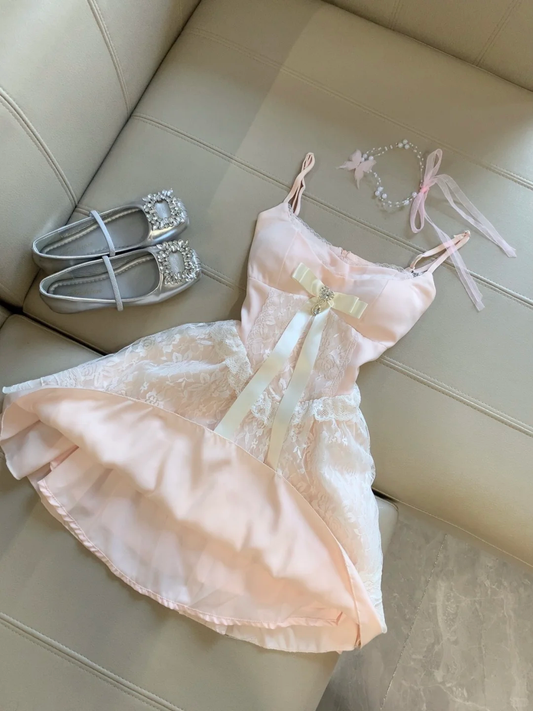 Classy A Line Spaghetti Straps Satin Lace Short Homecoming Dress,Summer 17th Birthday Dress GG4158