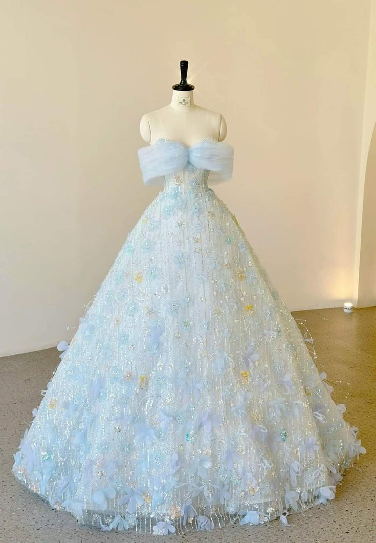 Exquisite Ball Gown Off The Shoulder Beading Sequin Tulle Long Prom Dress, Evening Dress GG422