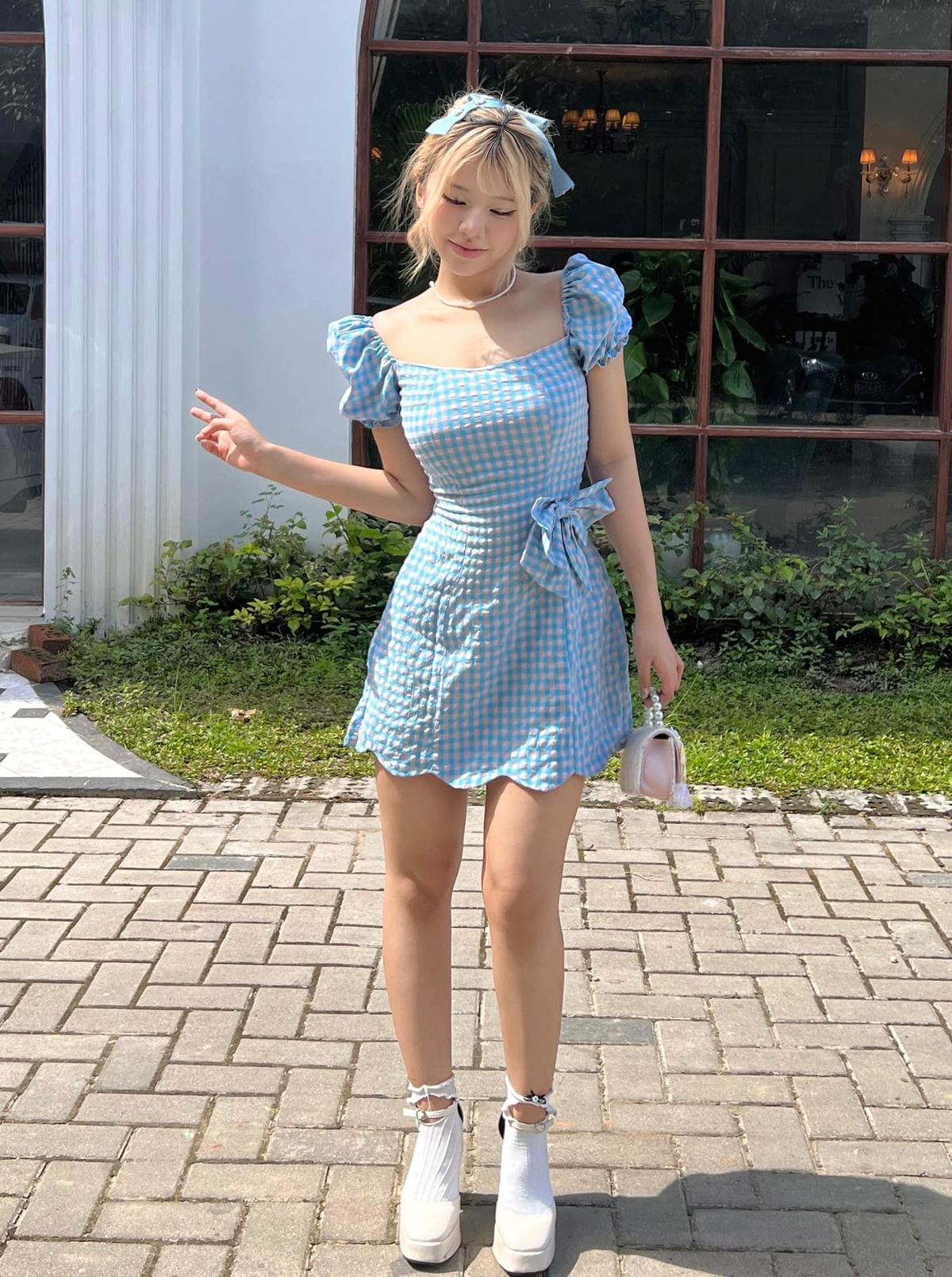 Classic A Line Square Satin Bow With Short Sleeves Short Homecoming Dress,Summer 17th Birthday Dress GG4343