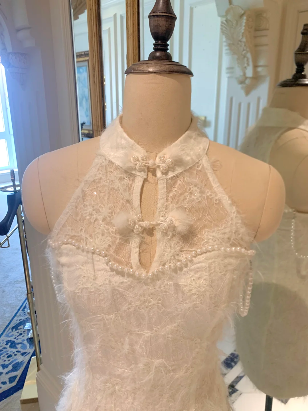 Gorgeous Mermaid White Halter Lace Short Homecoming Dress,Summer 18th Birthday Dress GG4574