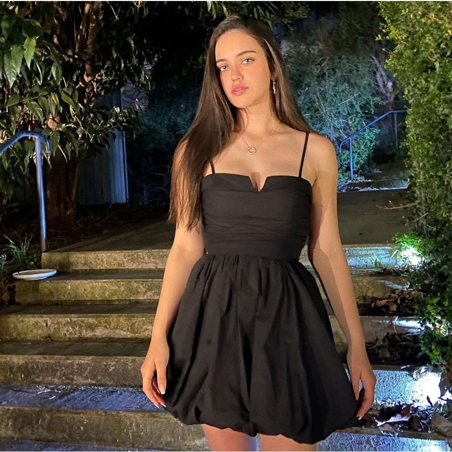 Simple Black A Line Spaghetti Straps Satin Short Homecoming Dress,Vacation Dress,Summer 18th Birthday Dress GG4700