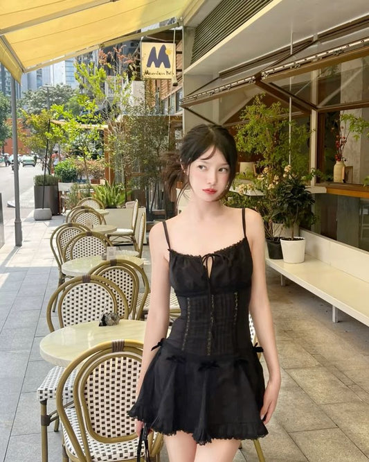 Lovely A Line Spaghetti Straps Black Satin Short Homecoming Dress,Vacation Dress,Summer 17th Birthday Dress GG4815