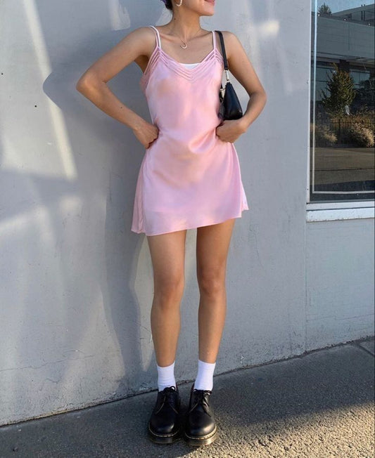 Simple A Line Spaghetti Straps Pink Satin Short Homecoming Dress,Vacation Dress,Summer 17h Birthday Dress GG4839