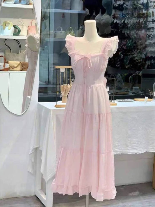 Lovely A Line Square Pink Satin Long Prom Dress,Party Dress,Formal Evening Dress GG4862