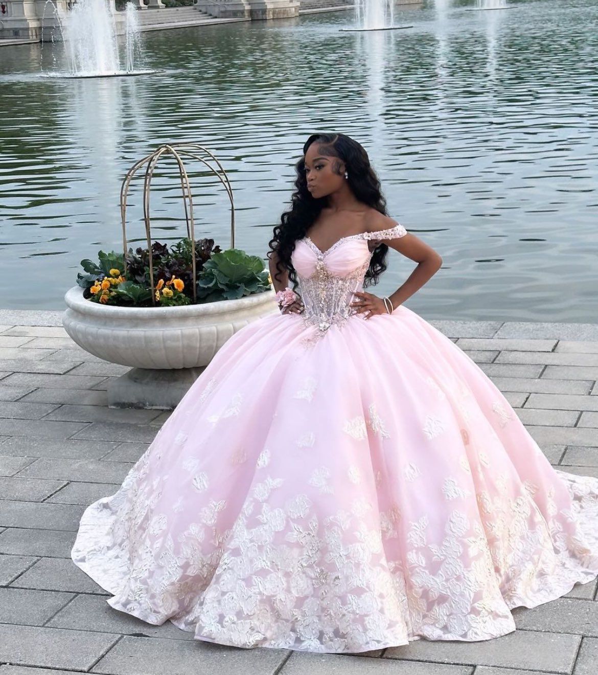 Pretty Ball Gown Off The Shoulder Pink Tulle Lace Long Prom Dress,Party Dress,Formal Evening Dress GG4888