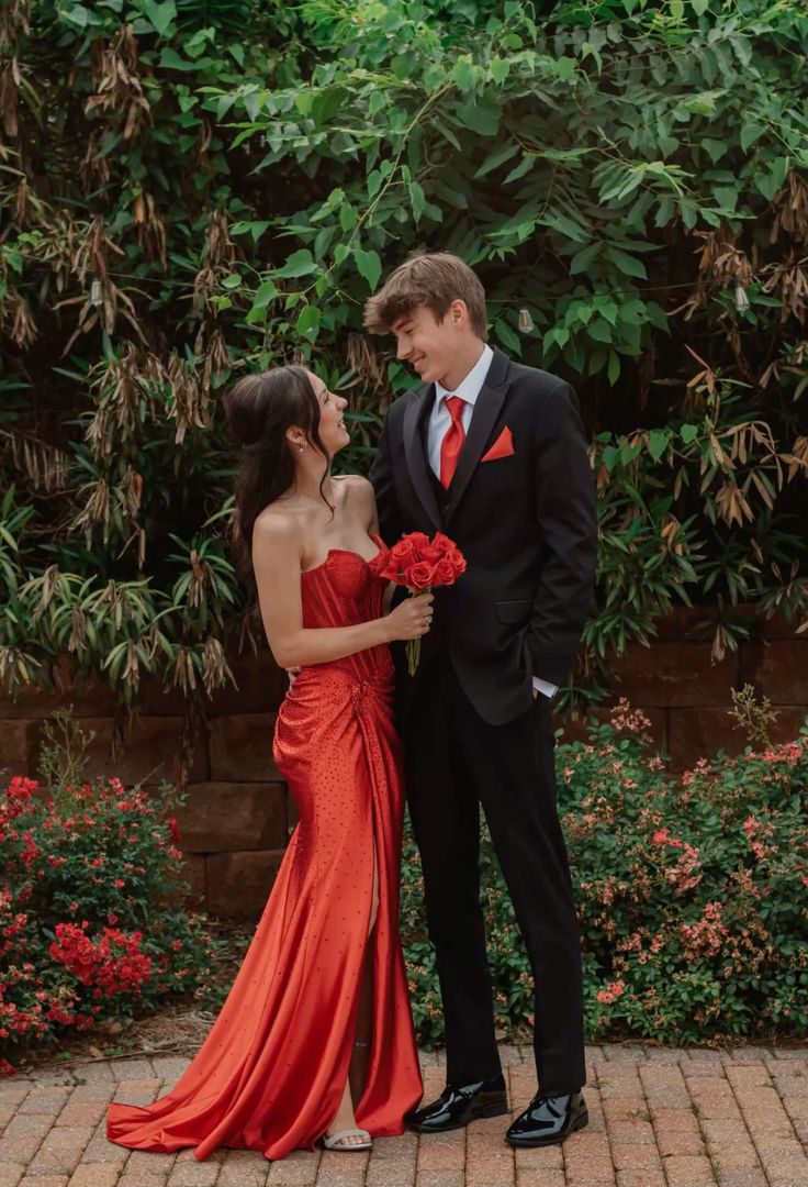 Elegant Mermaid Sweetheart Red Satin Beads Slit Long Prom Dress,Party Dress,Formal Evening Dress GG4913