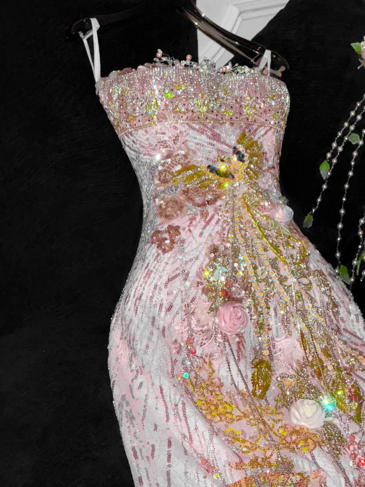 Luxurious Mermaid Spaghetti Straps Satin Sequin Beads Long Prom Dress,Party Dress,Formal Evening Dress GG4950