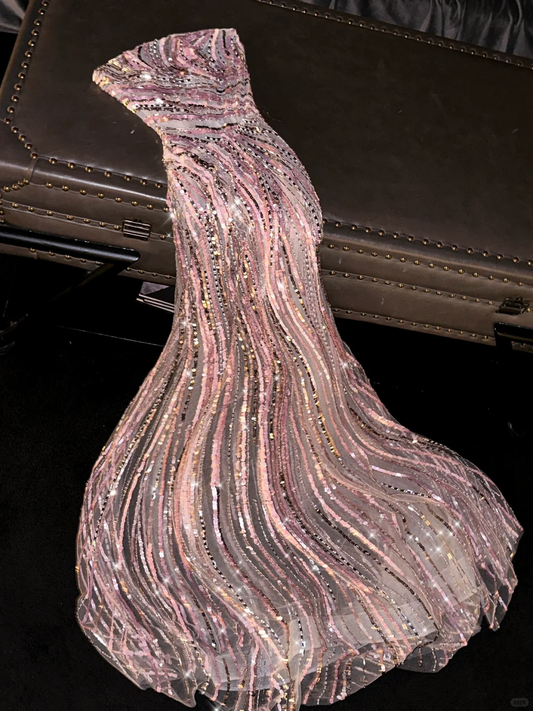 Unique A Line Strapless Sequin Long Prom Dress,Party Dress,Formal Evening Dress GG4989