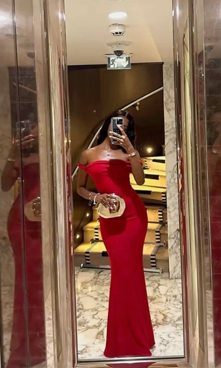 Red Elegant Mermaid Off The Shoulder Satin Long Prom Dress,Evening Dress GG5085
