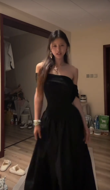 Glassy A Line Off The Shoulder Black Satin Long Prom Dress,Evening Dress GG5175