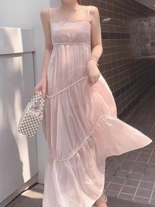Sweet Pink Spaghetti Straps A Line Satin Without Sleeves Long Prom Dress,Evening Dress GG5281