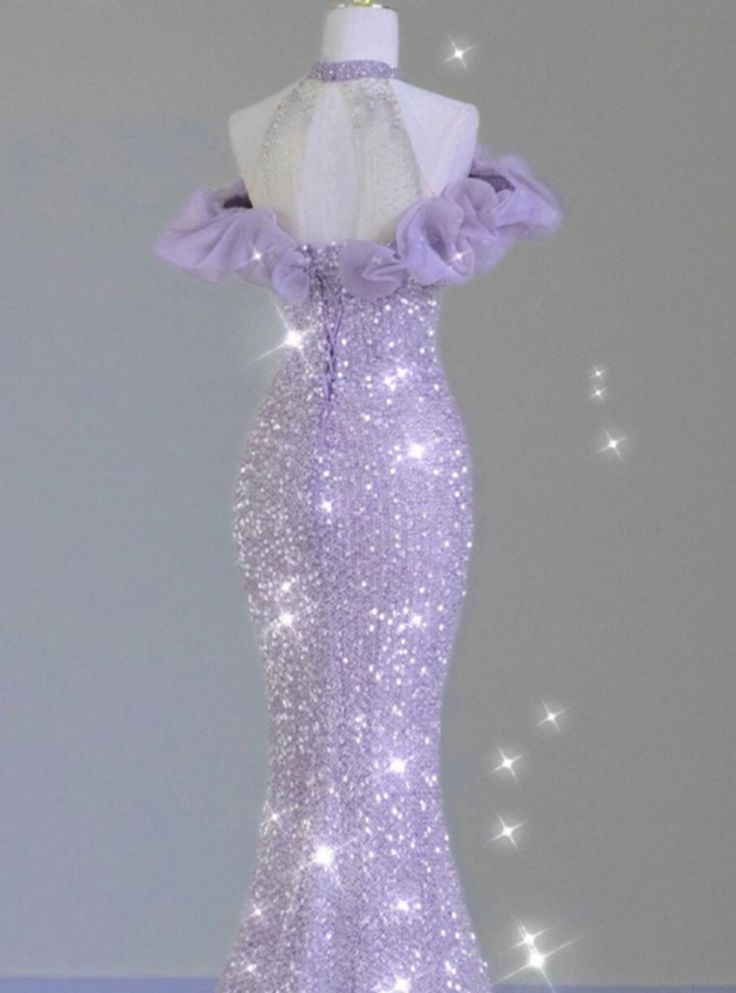 Shiny Lilac Mermaid Halter Sequin Without Sleeves Long Prom Dress,Evening Dress GG5352