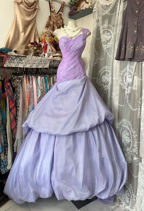 Vintage Ball Gown Lilac One Shoulder Satin Tulle Without Sleeves Long Prom Dress,Evening Dress GG5376