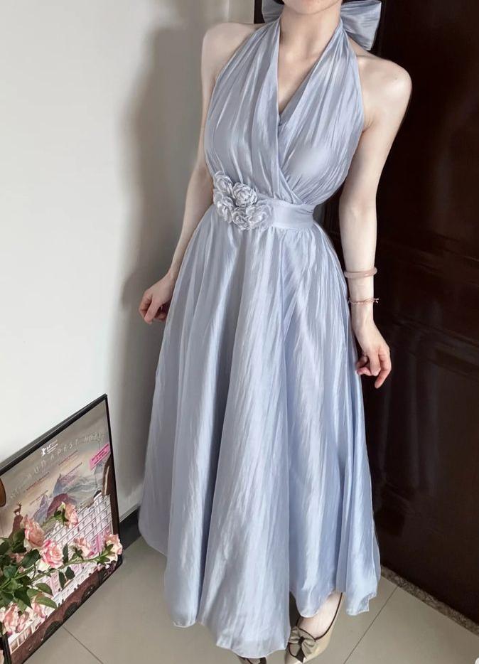 Elegant A Line Halter Satin Without Sleeves Long Prom Dress,Evening Dress GG5378