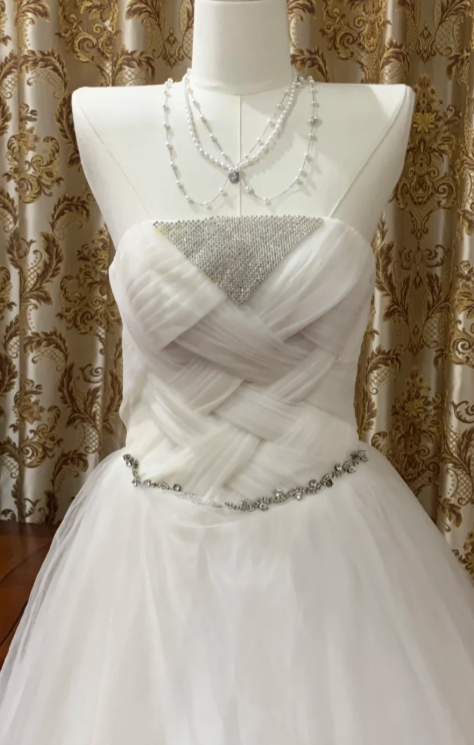 Cute Ball Gown Strapless Tulle Beaded Without Sleeves Long Prom Dress,Evening Dress GG5536