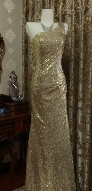 Sexy Shiny Mermaid One Shoulder Sequin Without Sleeves Long Prom Dress,Evening Dress GG5537