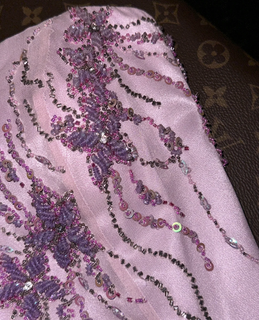 Pretty Lilac A Line Sweetheart Satin Tulle Beaded Without Sleeves Long Prom Dress,Evening Dress GG5571