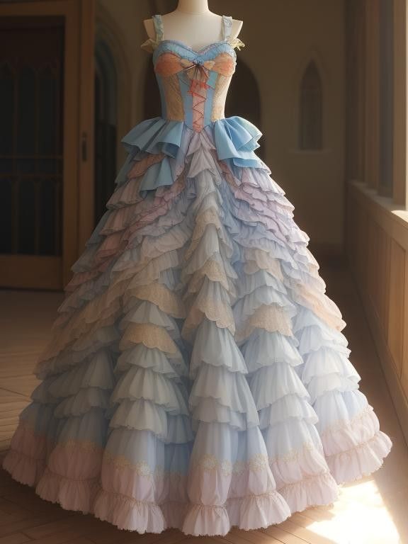 Princessful A Line Sweetheart Bow Multi Layered Color Chiffon Long Prom Dress,Evening Dress GG569