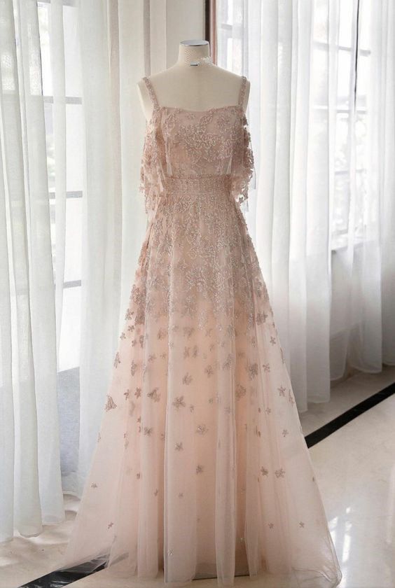 Elegant A Line Off The Shoulder Applique Sequin Tulle Long Prom Dress,Evening Dress GG762